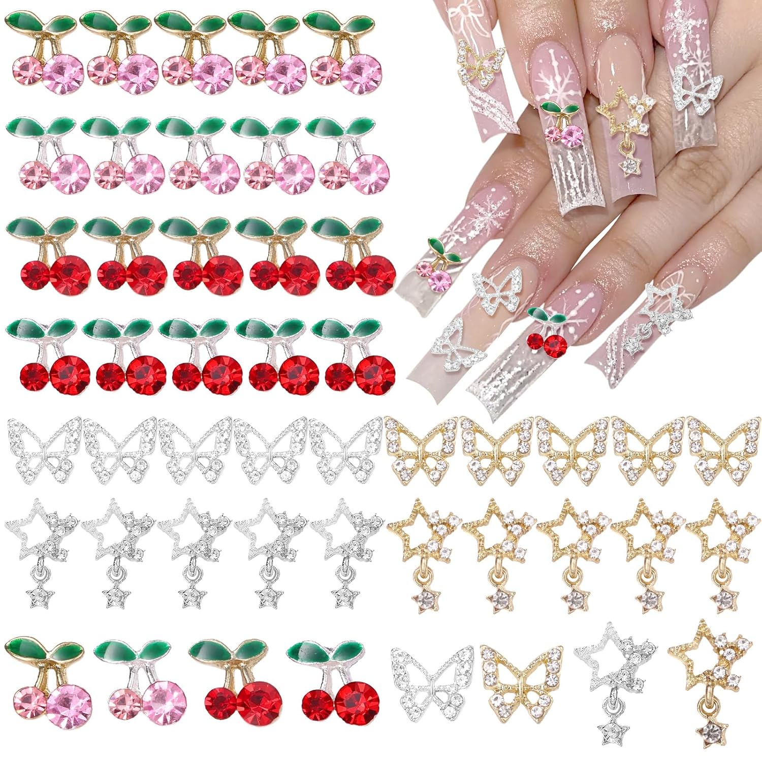 Nail Art Valentines Day - 40 Pcs Alloy Nail Gems Charms,