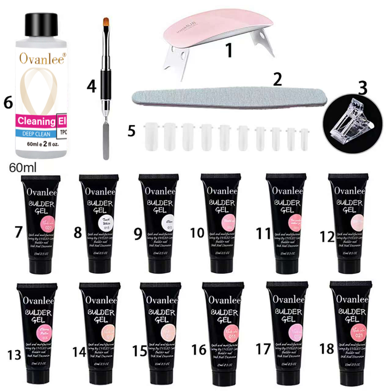 Nail Art Ombre - Ovanlee 18-In-1 Form-Free Polygel Extension Starter