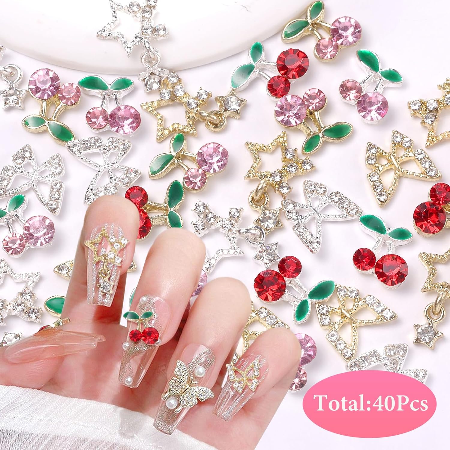40 Pcs Alloy Nail Gems Charms, - đánh giá và giá Nail Art Valentines Day