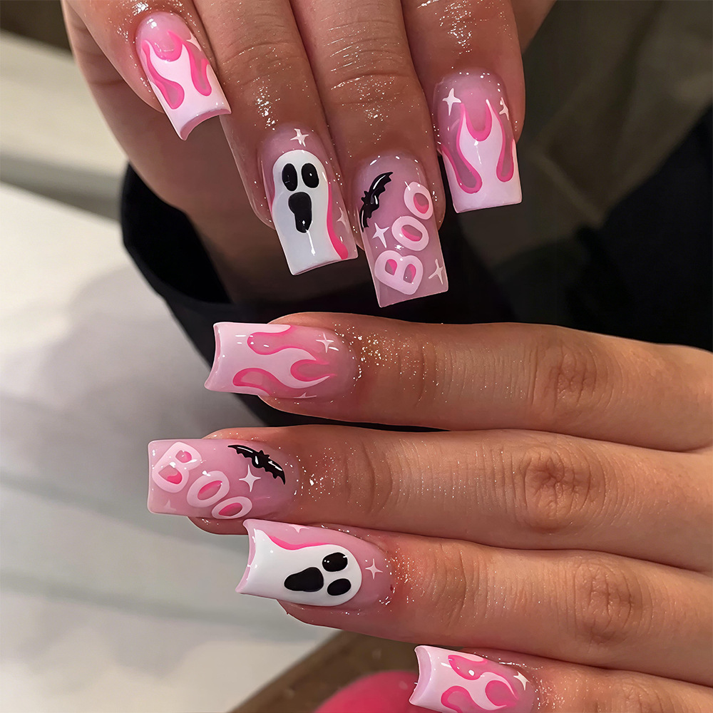 24Pcs Halloween Press On Nails - đánh giá và giá Nail Art Pink