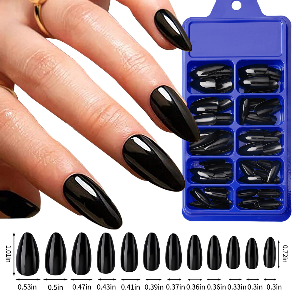 100Pcs Almond Press on Nails M - đánh giá và giá Nail Art Pink