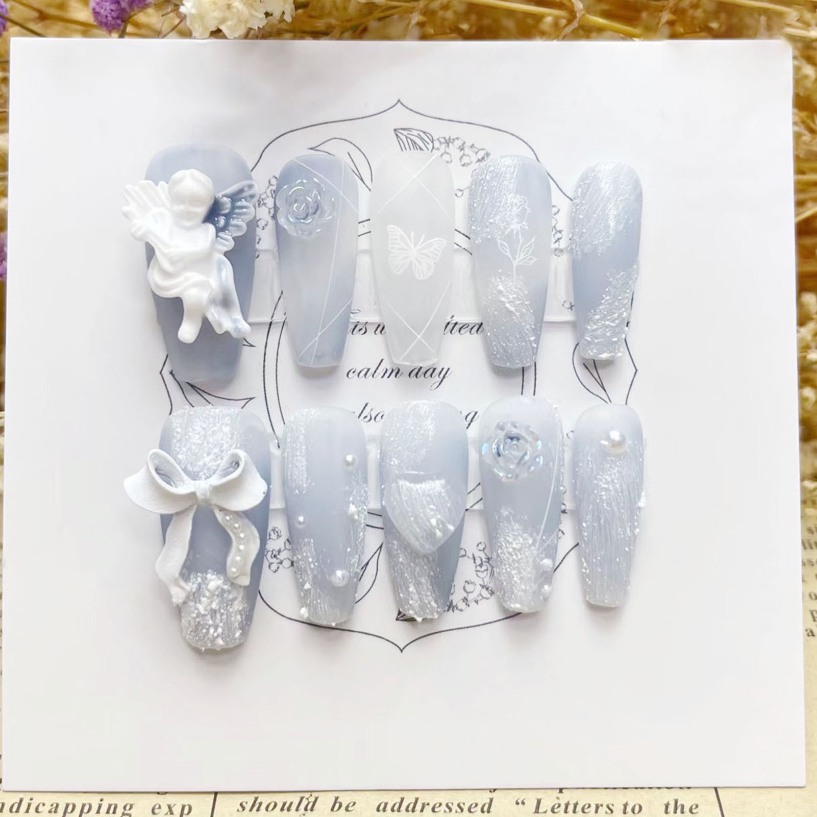 3D Plaster Angel False Nails G - đánh giá và giá Nail Art Press On