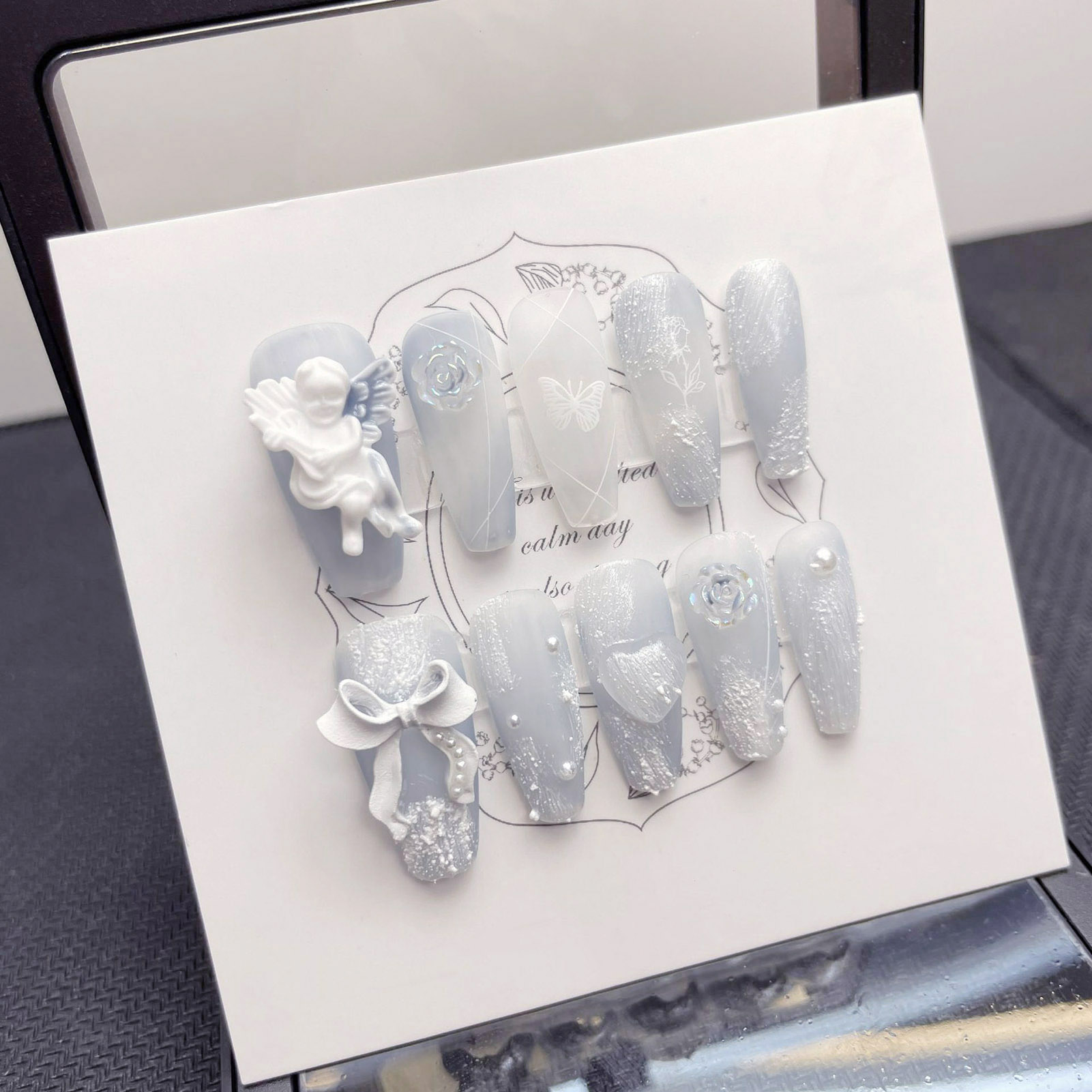 3D Plaster Angel False Nails G - đánh giá và giá Nail Art Press On