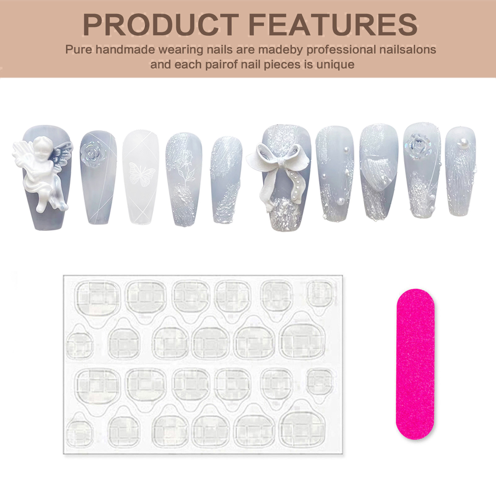 3D Plaster Angel False Nails G - đánh giá và giá Nail Art Press On