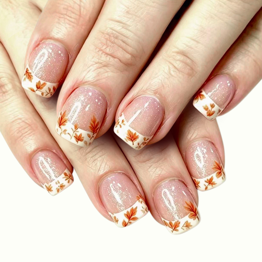 24Pcs Burnt Orange Plaid Shiny - đánh giá và giá Nail Art Orange