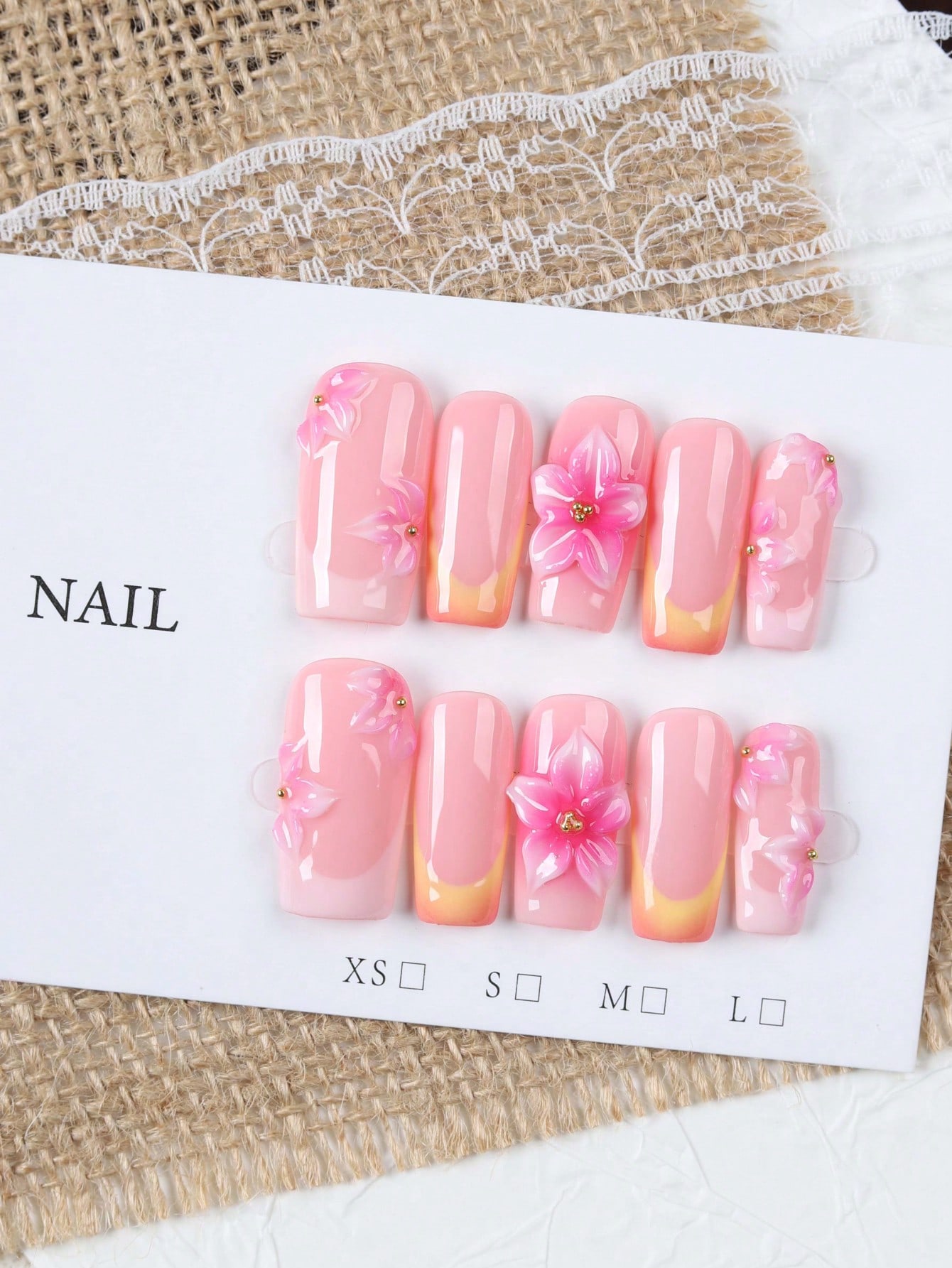 10 Pieces of Medium-Length Rec - đánh giá và giá Nail Art Pink