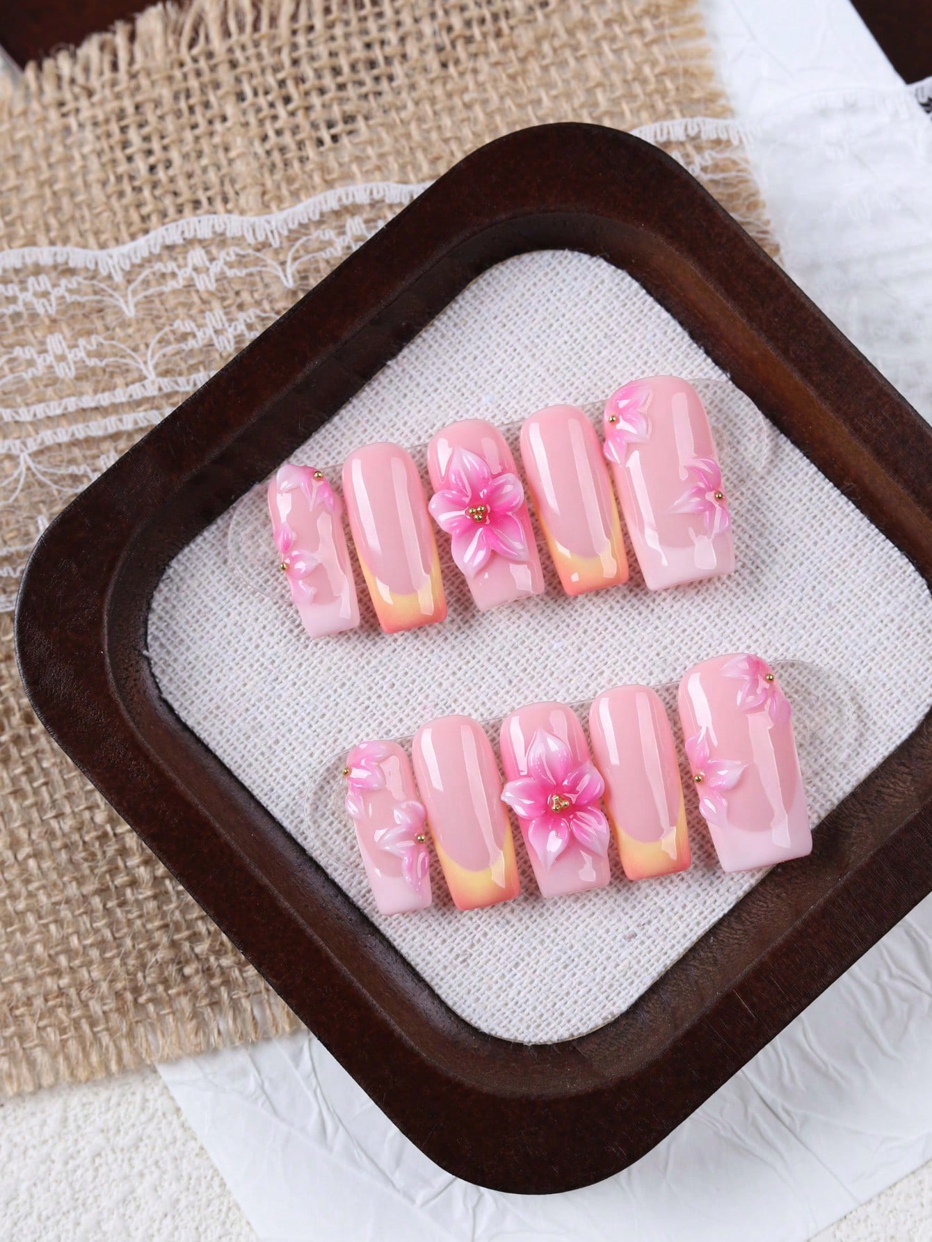 10 Pieces of Medium-Length Rec - đánh giá và giá Nail Art Pink