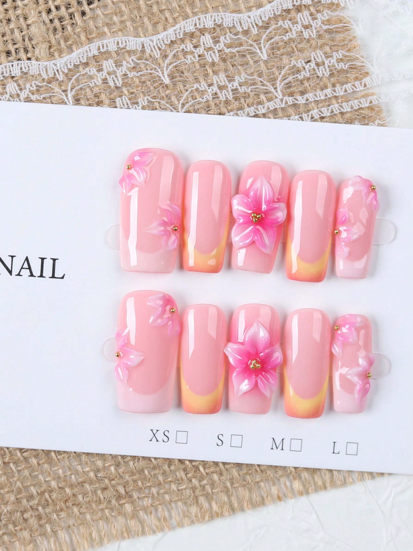 10 Pieces of Medium-Length Rec - đánh giá và giá Nail Art Pink