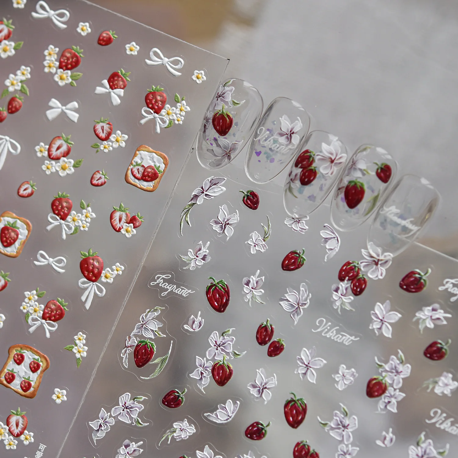 Strawberry Toast Bowknot Daisy - đánh giá và giá Nail Art Orange
