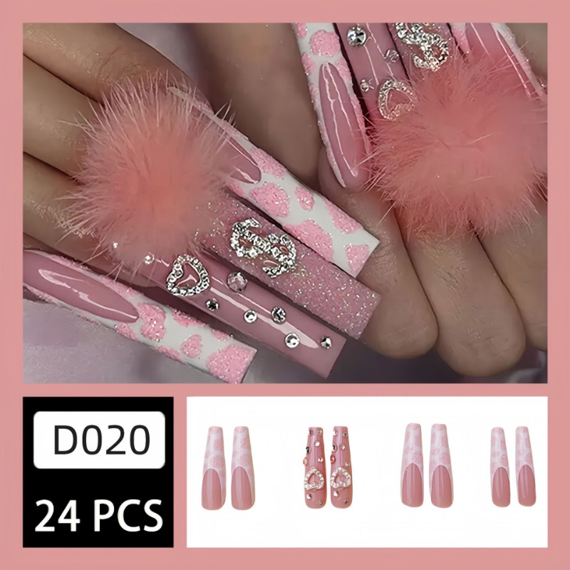 24Pcs Extra Long Square Press  - đánh giá và giá Nail Art Press On