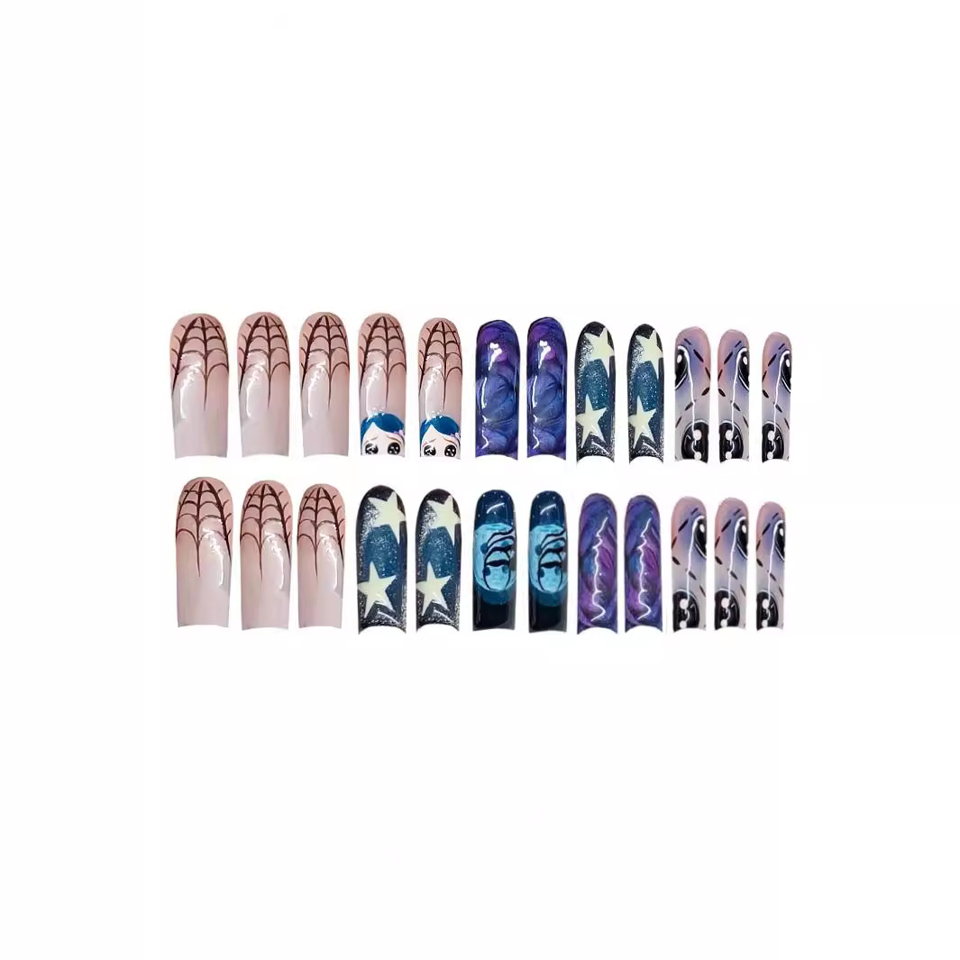 24pcs Y2k Star Graffiti Press  - đánh giá và giá Nail Art Press On