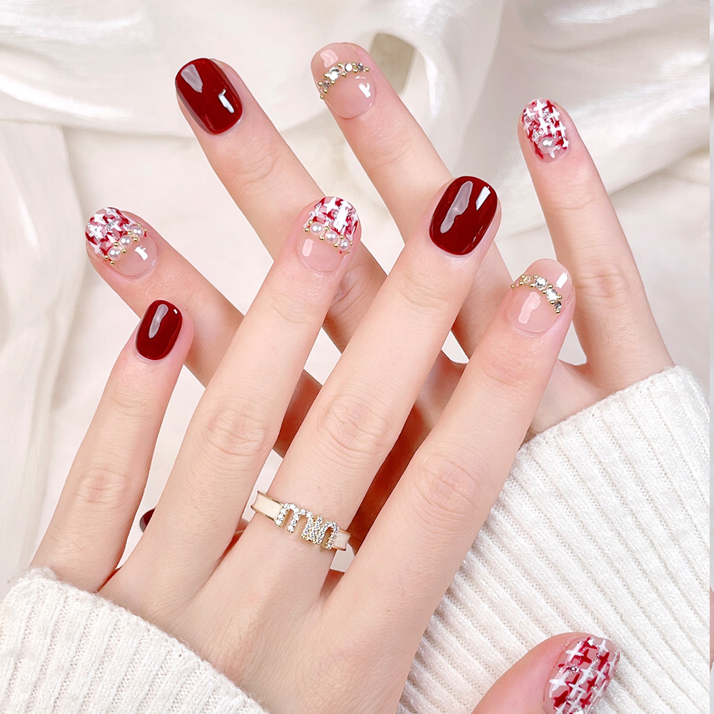 10pcs Short Square Round Handm - đánh giá và giá Nail Art Press On
