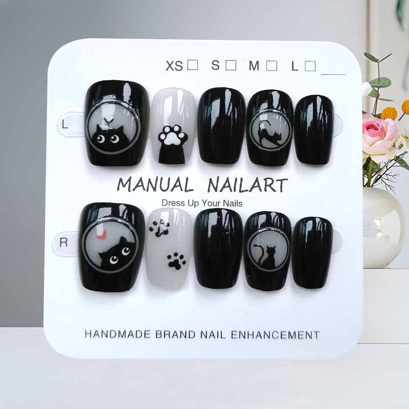 10Pcs Cute Cartoon Black Cat a - đánh giá và giá Nail Art Pink