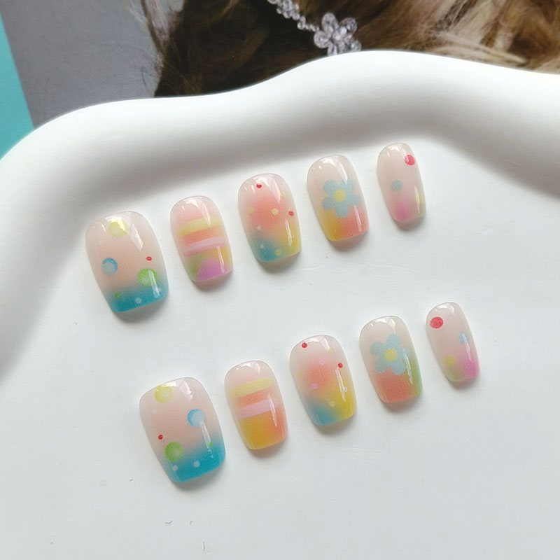 10Pcs Rainbow Bubble Gum Sweet - đánh giá và giá Nail Art Ombre